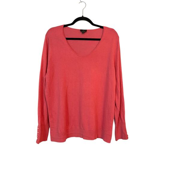 Talbots Merino Wool Cardigan Sweater V-neck Pearl Button Cuffs Preppy Minimalist - Picture 1 of 7